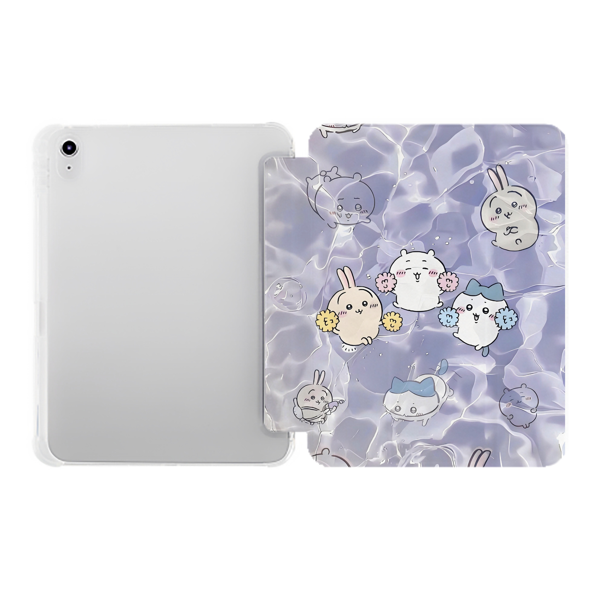 （画像用） ちいかわ Chii-kawa IPad ケース ペン収納付き 三つ折りスタンド PUレザー×シリコン 対応機種9.5/10.5/10.9インチ